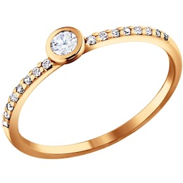 Серебряное золоченое кольцо с фианитами 93010162