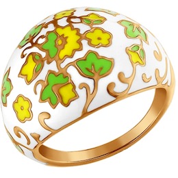 Позолоченное кольцо декорированное эмалью 93010314