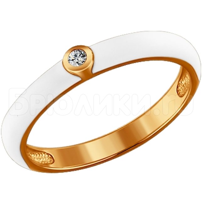 Позолоченное кольцо с белой эмалью 93010324