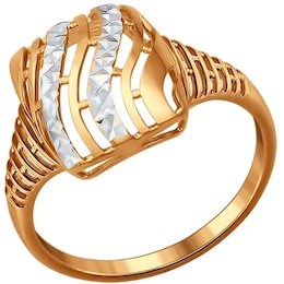 Кольцо из золочёного серебра с алмазной гранью 93010354