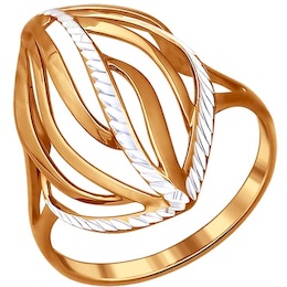 Кольцо из золочёного серебра с алмазной гранью 93010372