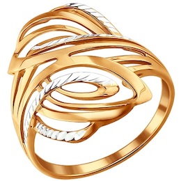 Кольцо из золочёного серебра с алмазной гранью 93010374