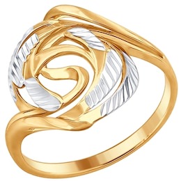 Кольцо из золочёного серебра с алмазной гранью 93010376