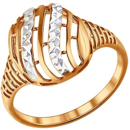 Кольцо из золочёного серебра с алмазной гранью 93010399