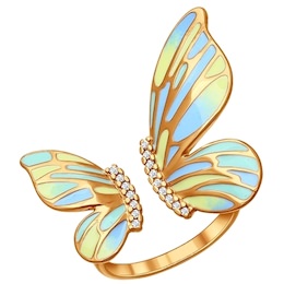 Позолоченное кольцо в форме бабочки 93010479