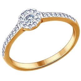 Помолвочное кольцо из золочёного серебра с фианитами 93010483