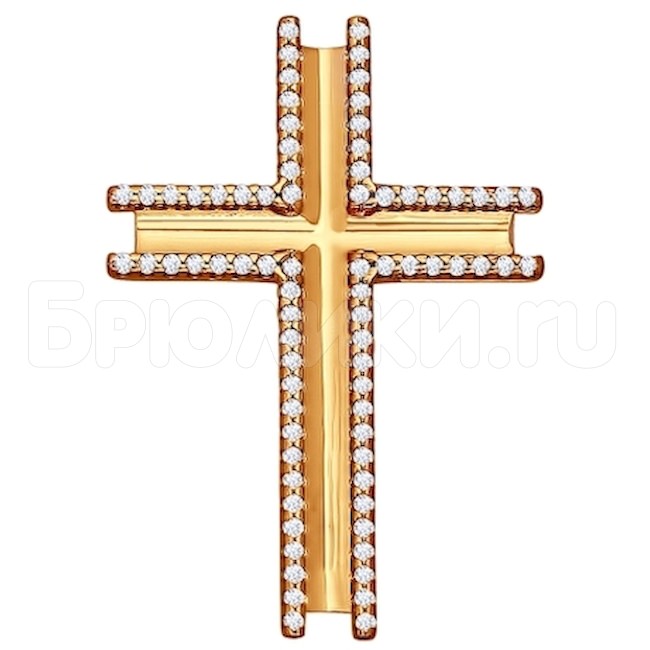 Крест из золочёного серебра с фианитами 93030218
