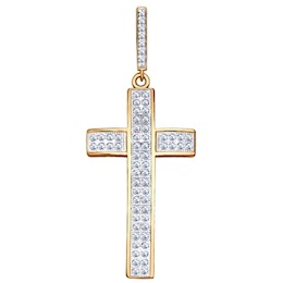 Крест из золочёного серебра с фианитами 93030221