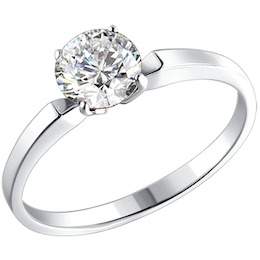 Серебряное помолвочное кольцо с фианитом 94010279