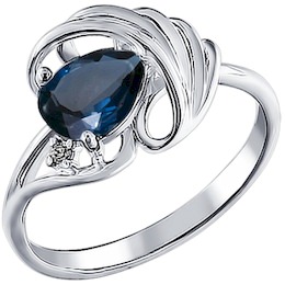 Серебряное кольцо с синим фианитом 94010597