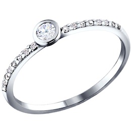 Помолвочное кольцо из серебра с фианитами 94010629