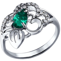 Кольцо из серебра с зелёным фианитом 94010731