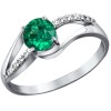 Кольцо из серебра с зелёным фианитом 94010864