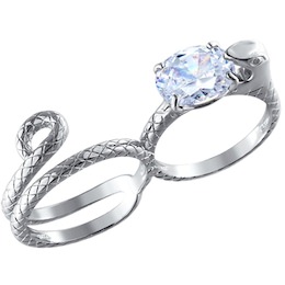 Серебряное кольцо на два пальца 94011046