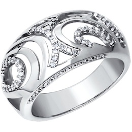 Кольцо из серебра с фианитами 94011069