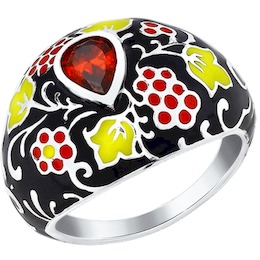Кольцо из серебра с разноцветной эмалью 94011117