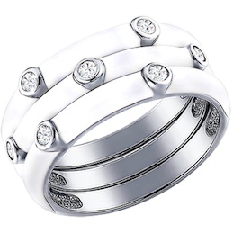 Кольцо наборное из серебра с эмалью с фианитами 94011147