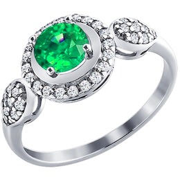 Кольцо из серебра с зелёным фианитом 94011183