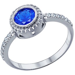 Кольцо из серебра с синим фианитом 94011269