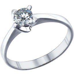Помолвочное кольцо из серебра с фианитом 94011277