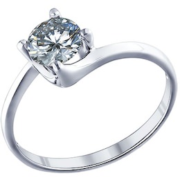 Серебряное помолвочное кольцо с крупным фианитом 94011281