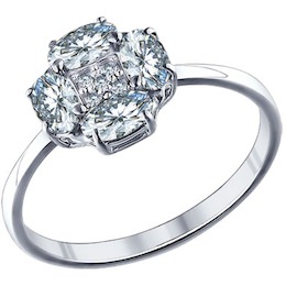 Помолвочное кольцо из серебра с фианитами 94011285