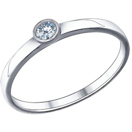 Помолвочное кольцо из серебра с фианитом 94011318