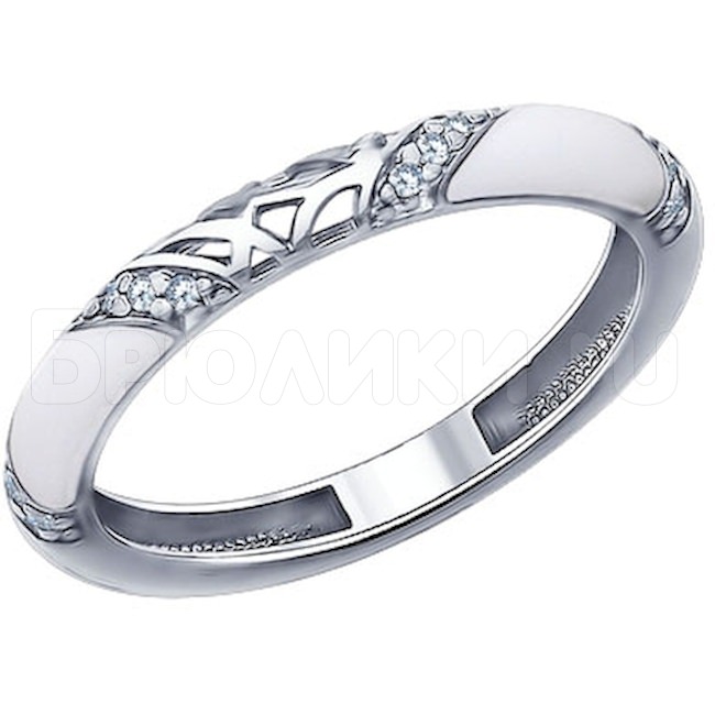 Кольцо из серебра с эмалью с фианитами 94011336