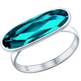 Кольцо из серебра с голубым кристаллом swarovski 94011359