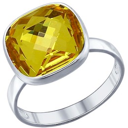 Кольцо из серебра с жёлтым кристаллом swarovski 94011364