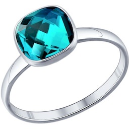 Кольцо из серебра с голубым кристаллом swarovski 94011374