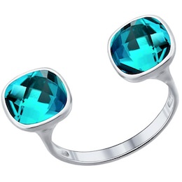 Кольцо из серебра с голубыми кристаллами swarovski 94011378