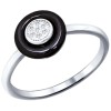 Кольцо из серебра с керамической вставкой и фианитом 94011416