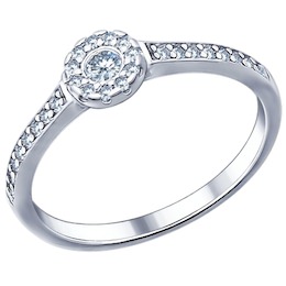 Помолвочное кольцо из серебра с фианитами 94011444
