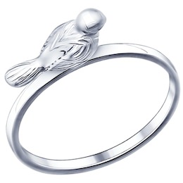 Кольцо с птичкой из серебра 94011446