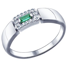Кольцо из серебра с зелёным фианитом 94011456