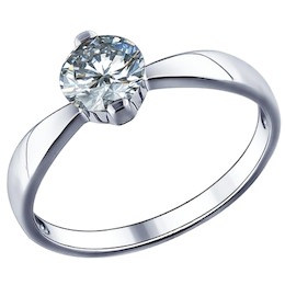 Помолвочное кольцо из серебра с фианитом 94011489