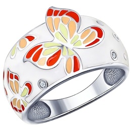 Белое кольцо с яркими бабочками 94011495