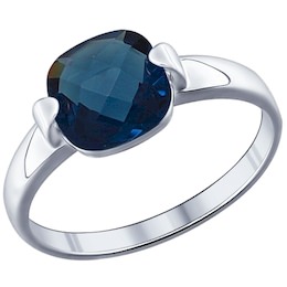 Кольцо из серебра с синей стеклянной вставкой 94011520