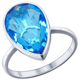 Кольцо из серебра с голубой стеклянной вставкой 94011521