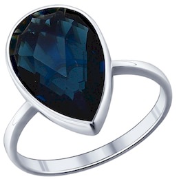 Кольцо из серебра с синей стеклянной вставкой 94011522