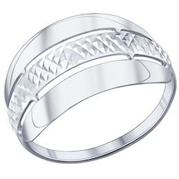 Кольцо из серебра с алмазной гранью 94011581