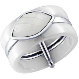 Кольцо из серебра с керамической вставкой 94011596