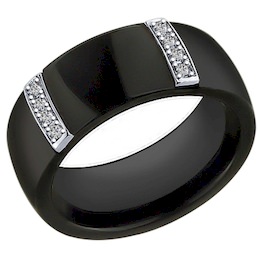 Кольцо из серебра с керамической вставкой и фианитом 94011630