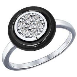 Кольцо из серебра с керамической вставкой и фианитом 94011639