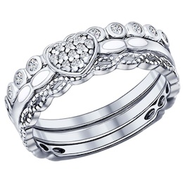 Серебряное наборное кольцо с фианитами 94011705