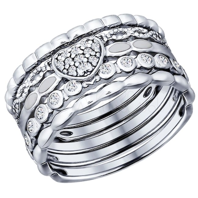 Наборное кольцо из серебра с фианитами 94011708
