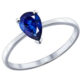 Кольцо из серебра с синим фианитом 94011744