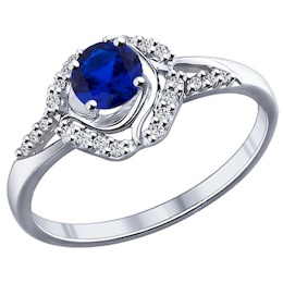 Кольцо из серебра с синим фианитом 94011770