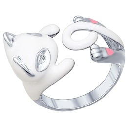 Кольцо в виде белой кошки 94011779